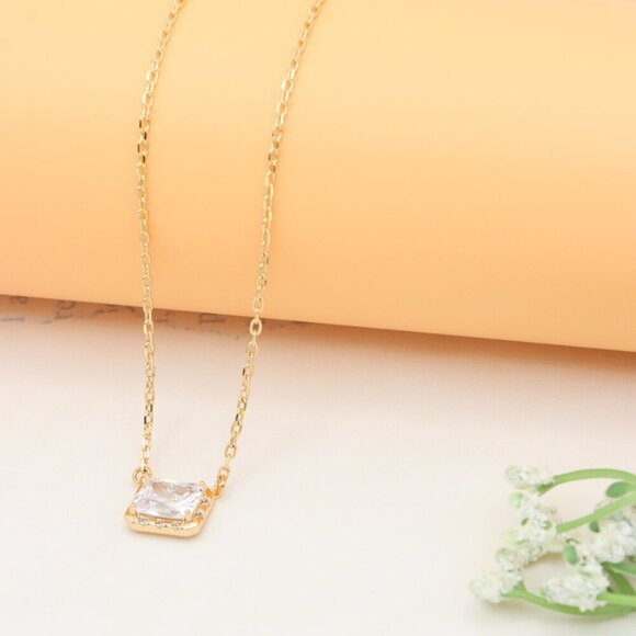 "Elegant Rose Gold Necklace with Crystal Charm, XPNL0392 - Picture 2 of 13